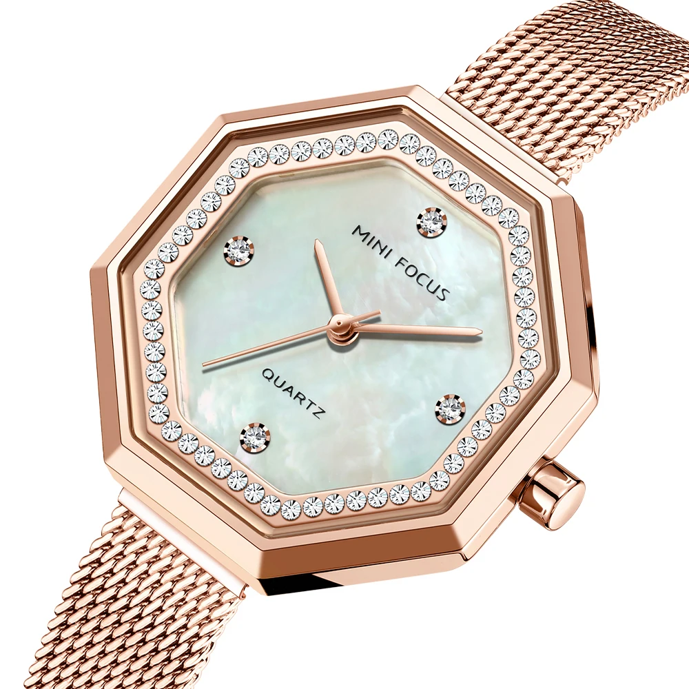 

MINI FOCUS Women Watches Dress Brand Luxury Fashion Casual Quartz Ladies Watch Waterproof Rose Gold Stainless Steel Mesh Belt