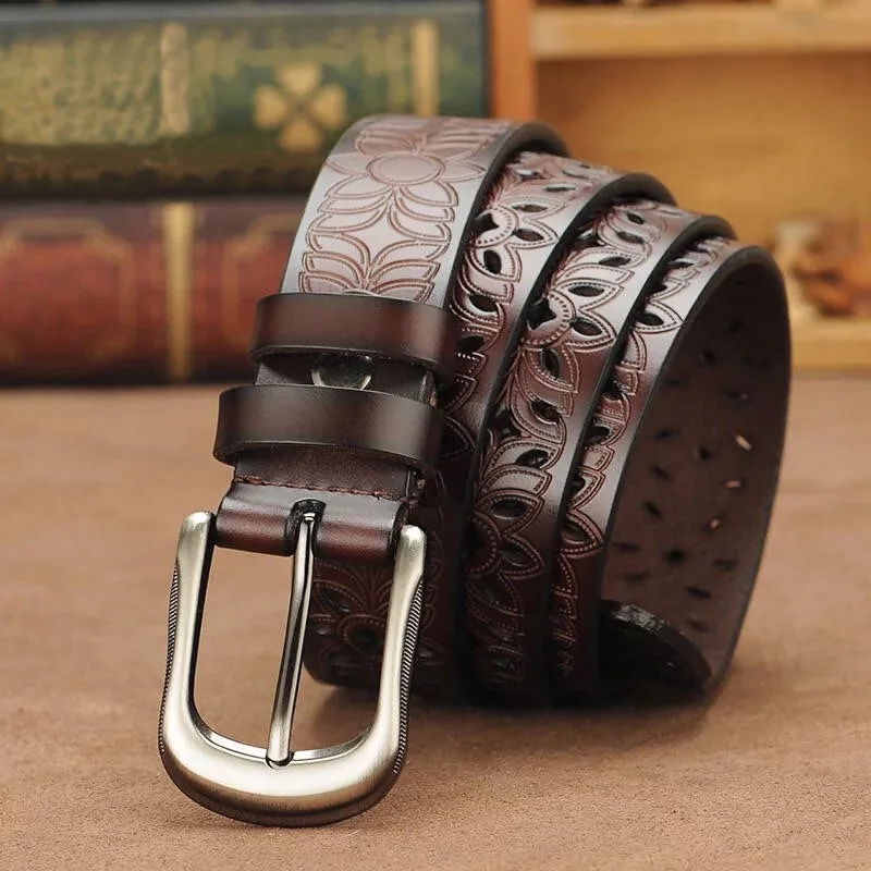 

Genuine Leather Belts for Women Second Layer Cowskin Woman Belt Vintage Pin Buckle Strap Jeans