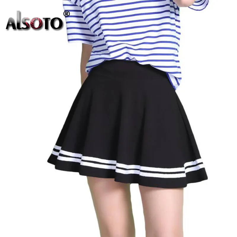 2022 Summer Style Korean Version Skirts Sexy Mini Skirt Women's Spring and Summer Solid High Waist Pleated stripe Skirt
