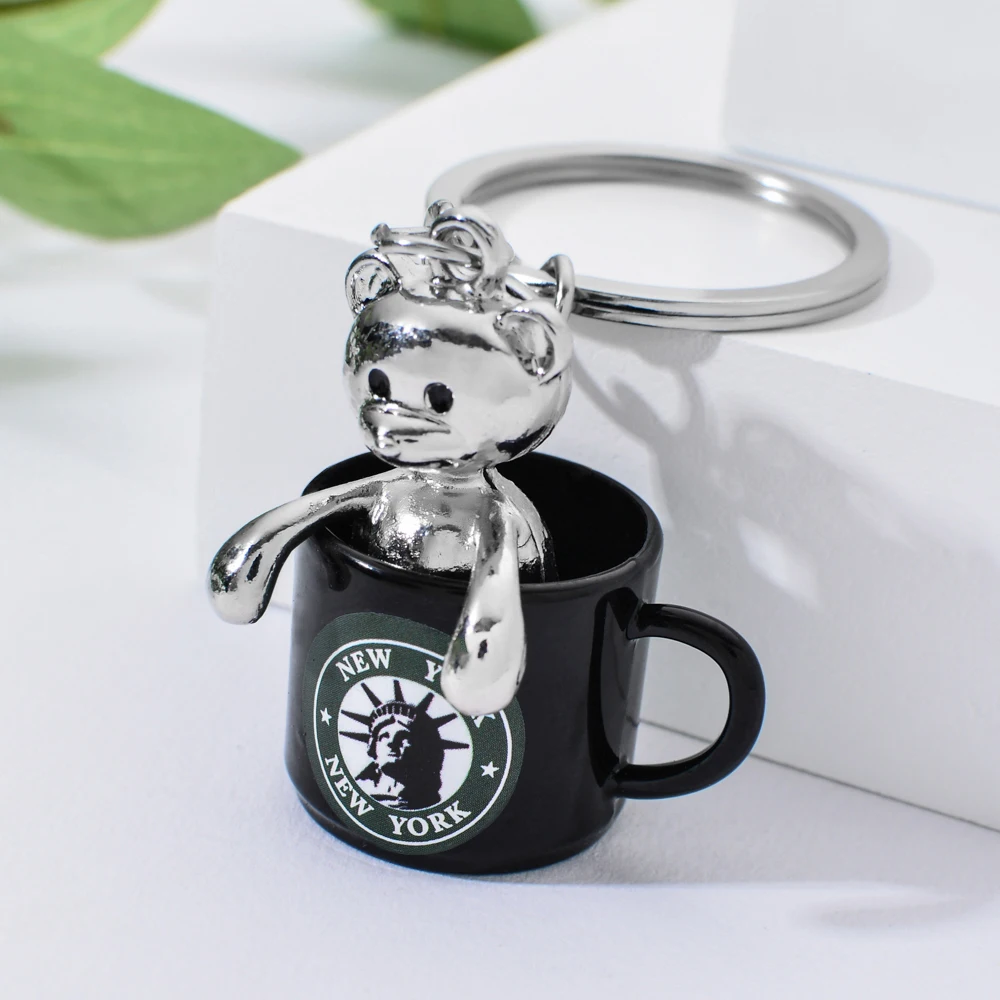 Vicney красочный брелок в виде чашки Нью-Йорка модный медведя для друзей новый стиль