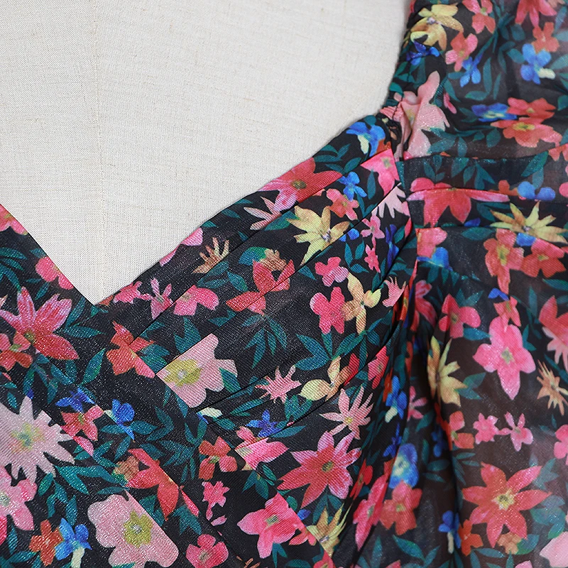 Женское винтажное мини платье TWOTWINSTYLE облегающее карандаш с цветочным принтом V