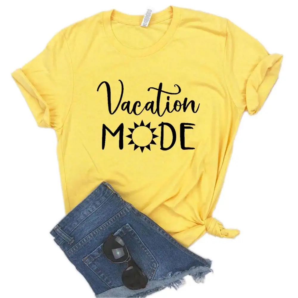 Отпуск режим печати для женщин футболки хлопок повседневное забавная Футболка