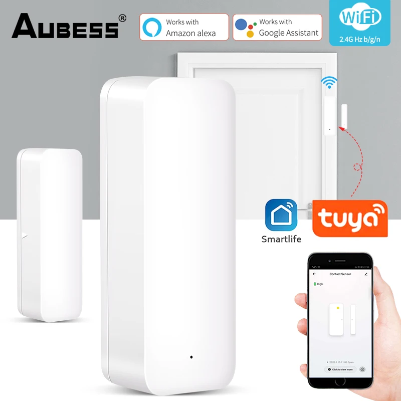 

Tuya Smart WiFi Door Sensor Door Open / Closed Detectors WiFi App Notification Alert/Sound Security Alarm With Alexa Google Home