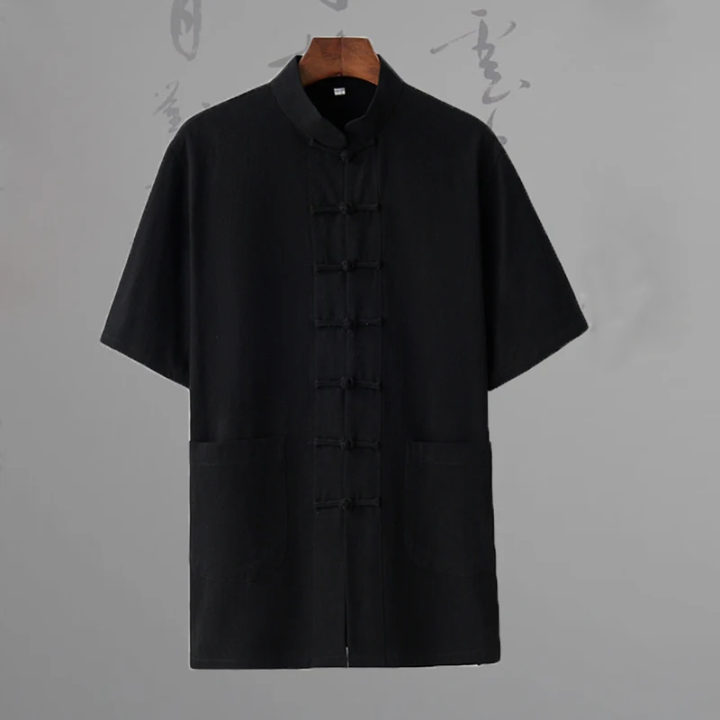 Костюм Тан из хлопка и льна с коротким рукавом Одежда Кунг-фу в стиле крыла 7