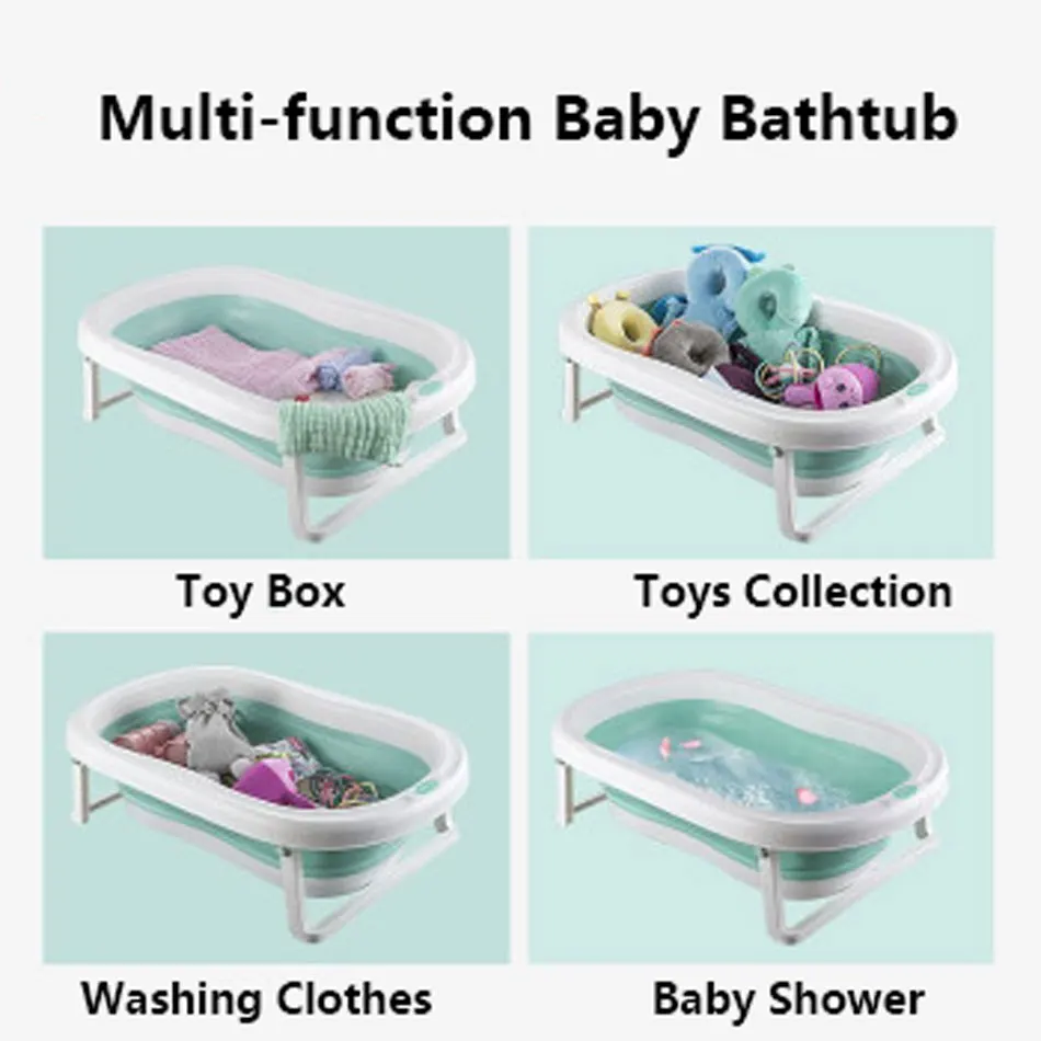 

Folding Baby Bath Tub Foldable Baby Shower Bath Tub With Non-slip Cushion Eco-friendly Newborn Bathtub Safe Adjustable Kids Bath