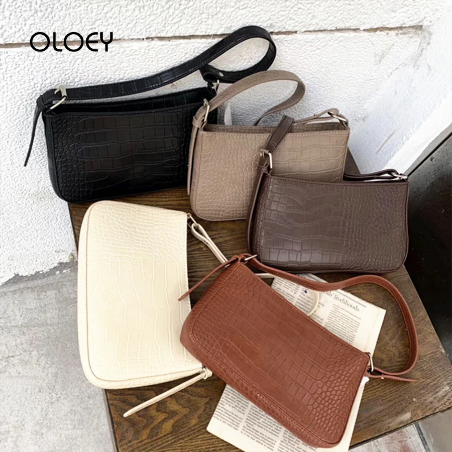 Сумочка Багет с крокодиловым узором маленькие сумки через плечо клапаном для