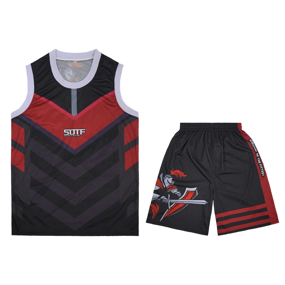 Красные геометрические дышащие тренировочные быстросохнущие баскетбольные