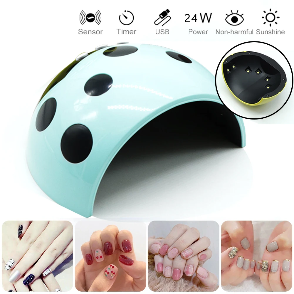 24W Nail Dryer for Nail Gel UV Lamp for Manicure Drying Gel Nail Polish LED Nail Lamp With 3 Timing Display Nail Art Lamp USB