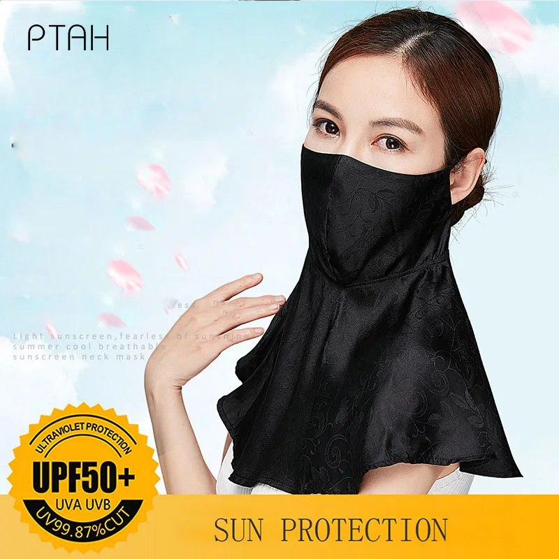 

[PTAH] Women Face Masks Neck Protector Anti-Dust Sun Protection Quick Dry Soft Breathable Washable Adjustable Solid Face Shield