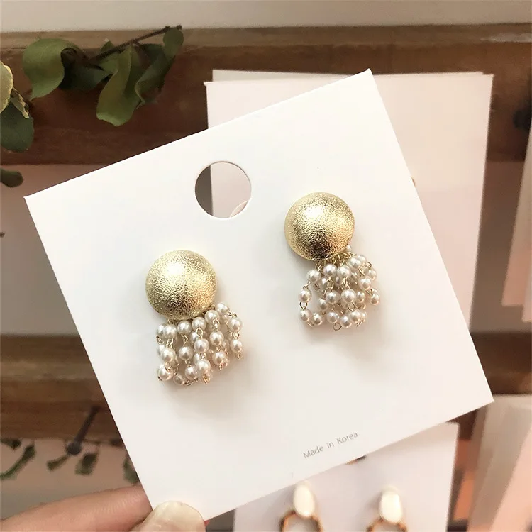 

Korean Popular Candy Jewelry Anti Allergy S925 Sterling Silver Post Matte Metal Freshwater Pearl Drop Earrings for Ladies Girls