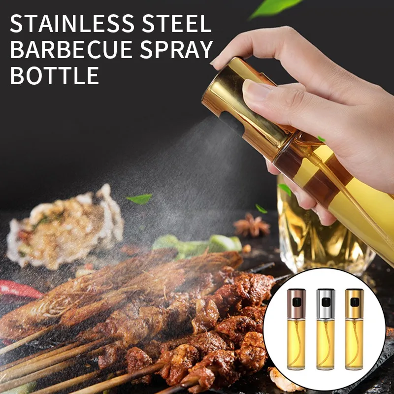 BBQ Grill Oil Sprayer For Cooking ABS Glass Bottle Olive Vinegar Dispenser with Brush Kitchen Tools |