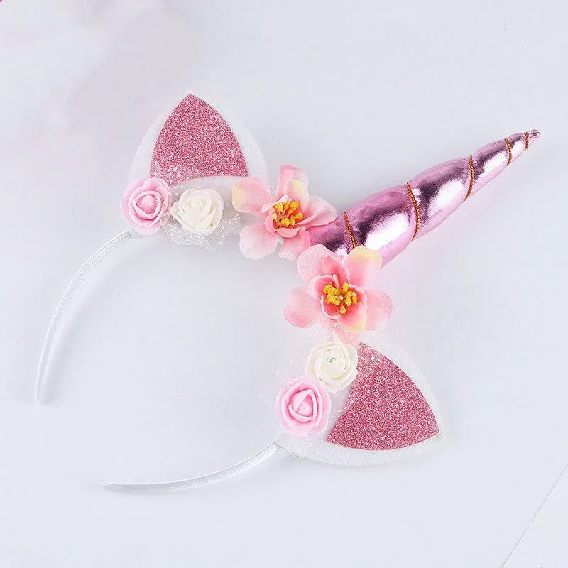 Girls Magical Unicorn Horn Hairbands Colorful Flowers Headwear Children Boy Girl Party Fancy Dress Decorative Gifts |