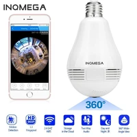 inqmega 960p panoramic 360 degree bulb light ip camera wireless wifi fisheye lens hd lamp camera indoor home security camera