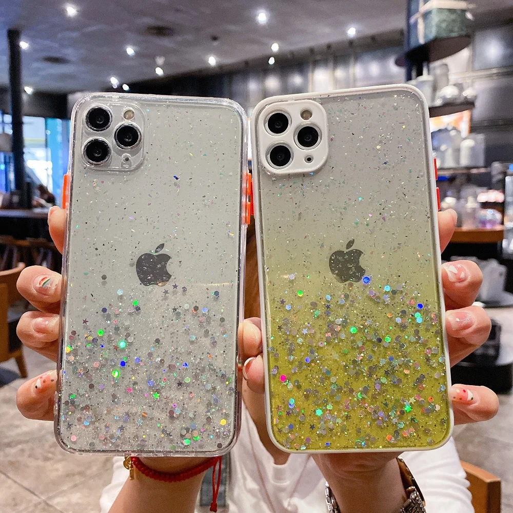 

Glitter Silicone Case for Xiaomi Redmi Redmi 9C NFC 9A 9T Note 9 Pro Max 9S Gradient Transparent Sequins Lens Protection Cover