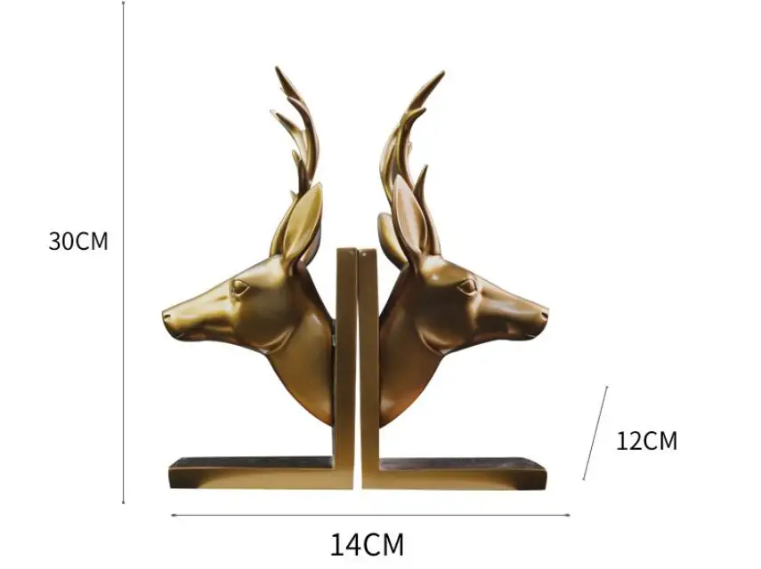

To do Animal handicrafts first American Golden deer head elk Bookends resin decoration Home Furnishing Bookends christmas