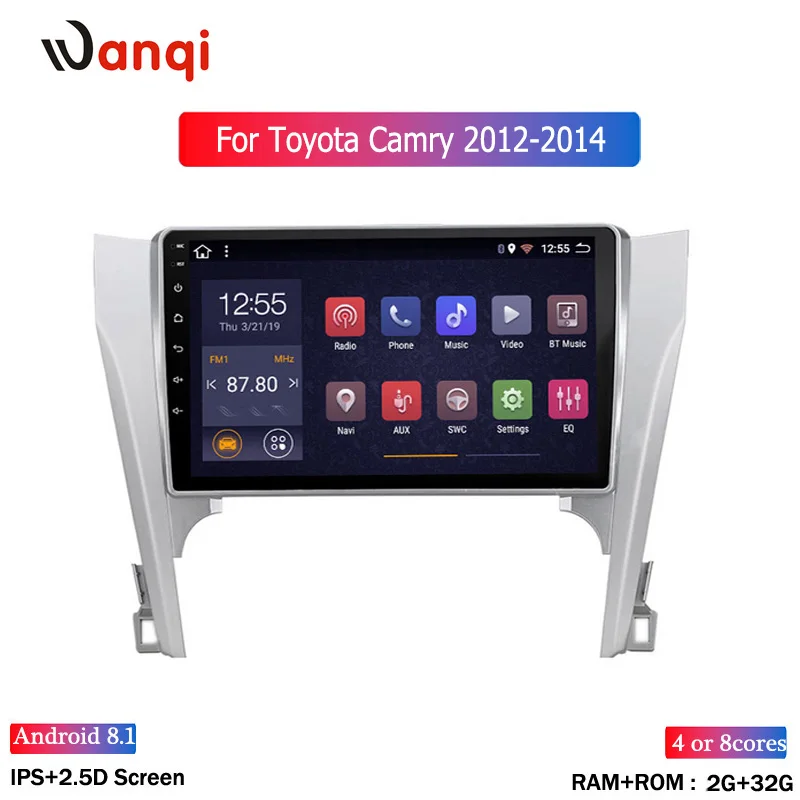 

GPS-навигатор для Toyota Camry, 2 + 32 ГБ, 10,1 дюйма, IPS2.5D, полный сенсорный экран, Android 8.1, 2012, 2013, 2014, RDS, SWC, BT, монитор без DVD