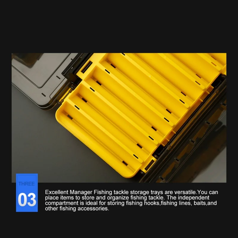 

Fishing Box 12 14 Compartments Fishing Accessories Lure Hook Boxes Storage Double Sided High Strength Fishing Tackle Box