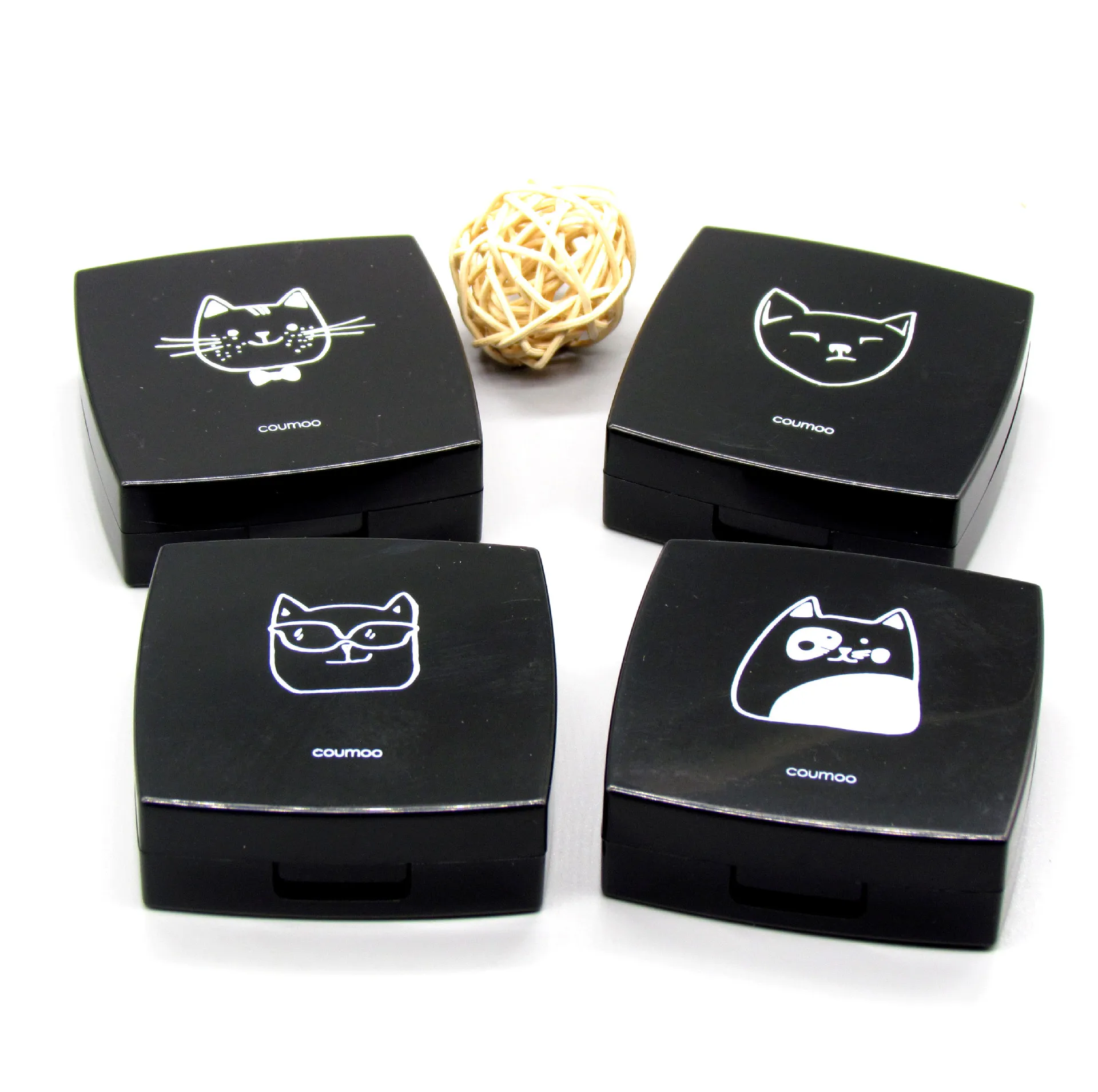 

10set/lot Square black cat contact lenses box / companion box / Cartoon eyeglasses box / lens care /storage box