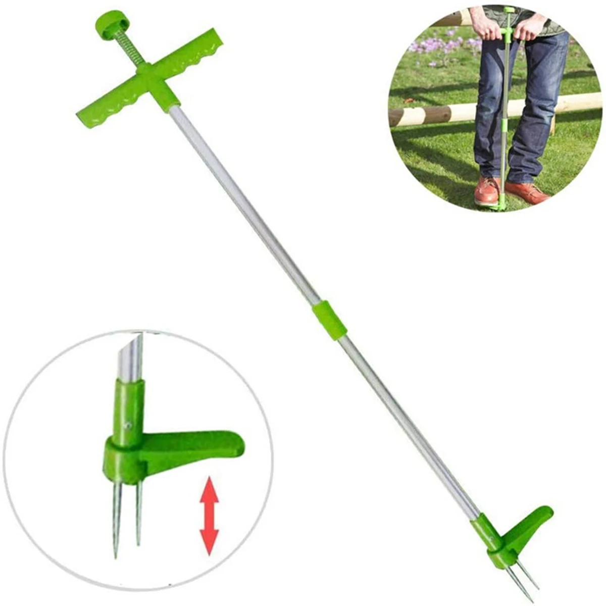 

Claw Weeder Root Remover Outdoor Killer Tool Portable Garden Lawn Long Handled Aluminum Weed Puller Removable With Foot Pedal