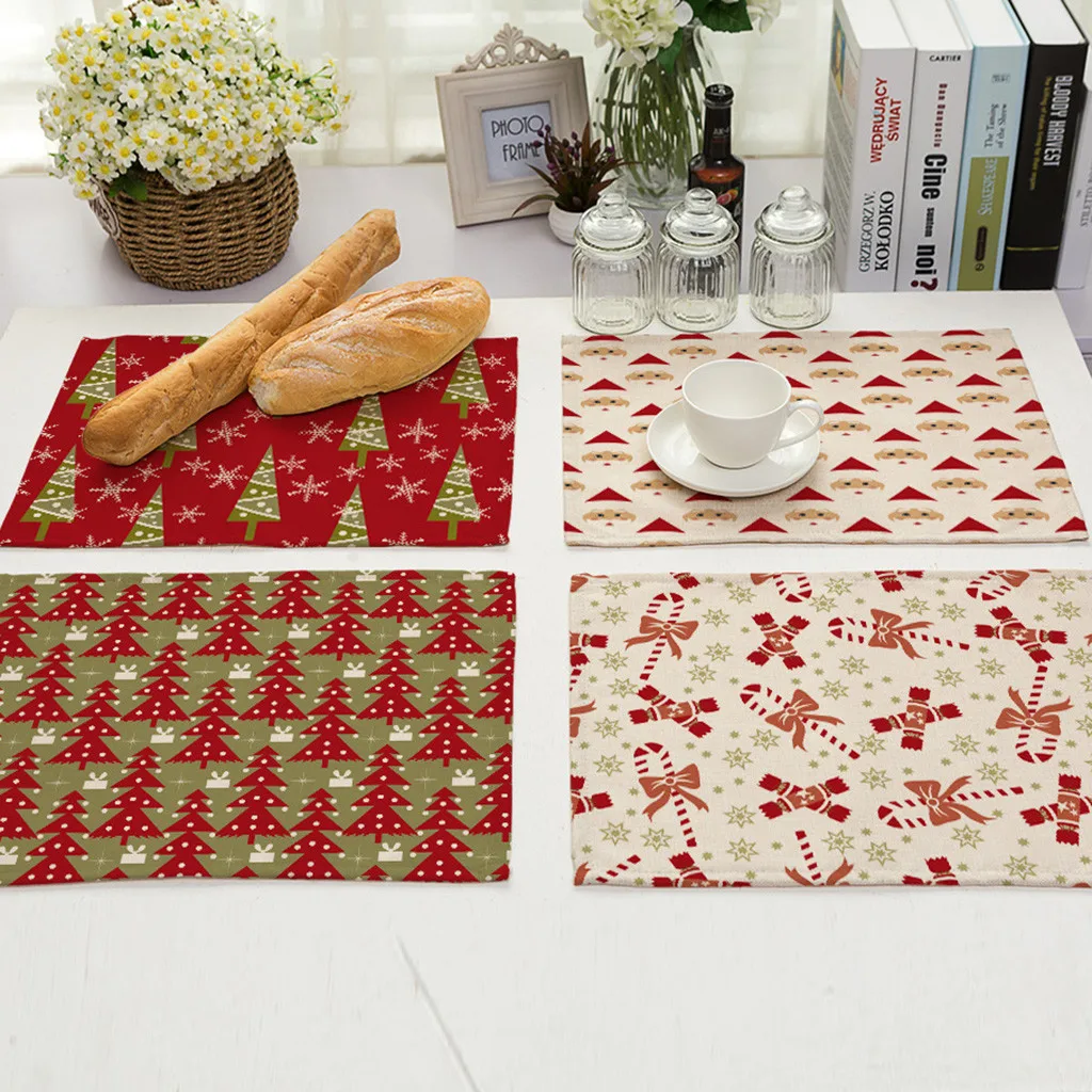 Рождественские украшения для дома столовый коврик Рождественский орнамент рога