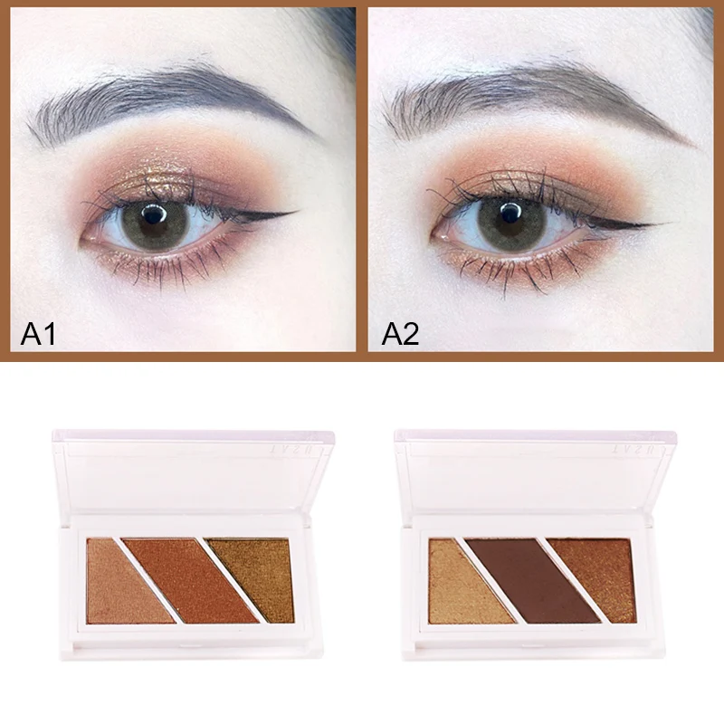 3 цвета многофункциональный мерцающий водонепроницаемый тени для век палитра