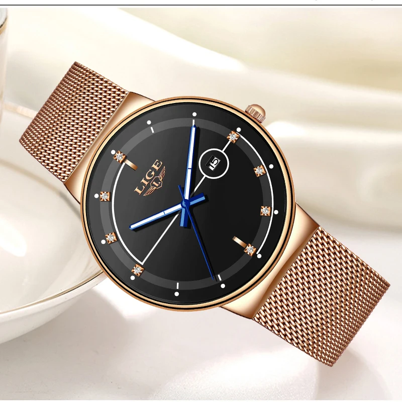 2020 LIGE Новые повседневные модные женские часы Лидирующий бренд Роскошные