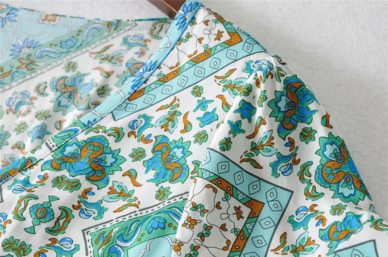 Boho шикарное женское платье с цветочным принтом, с расклешенными рукавами, богемное хлопковое платье макси из вискозы, женское винтажное платье с v-образным вырезом на шнуровке и оборками