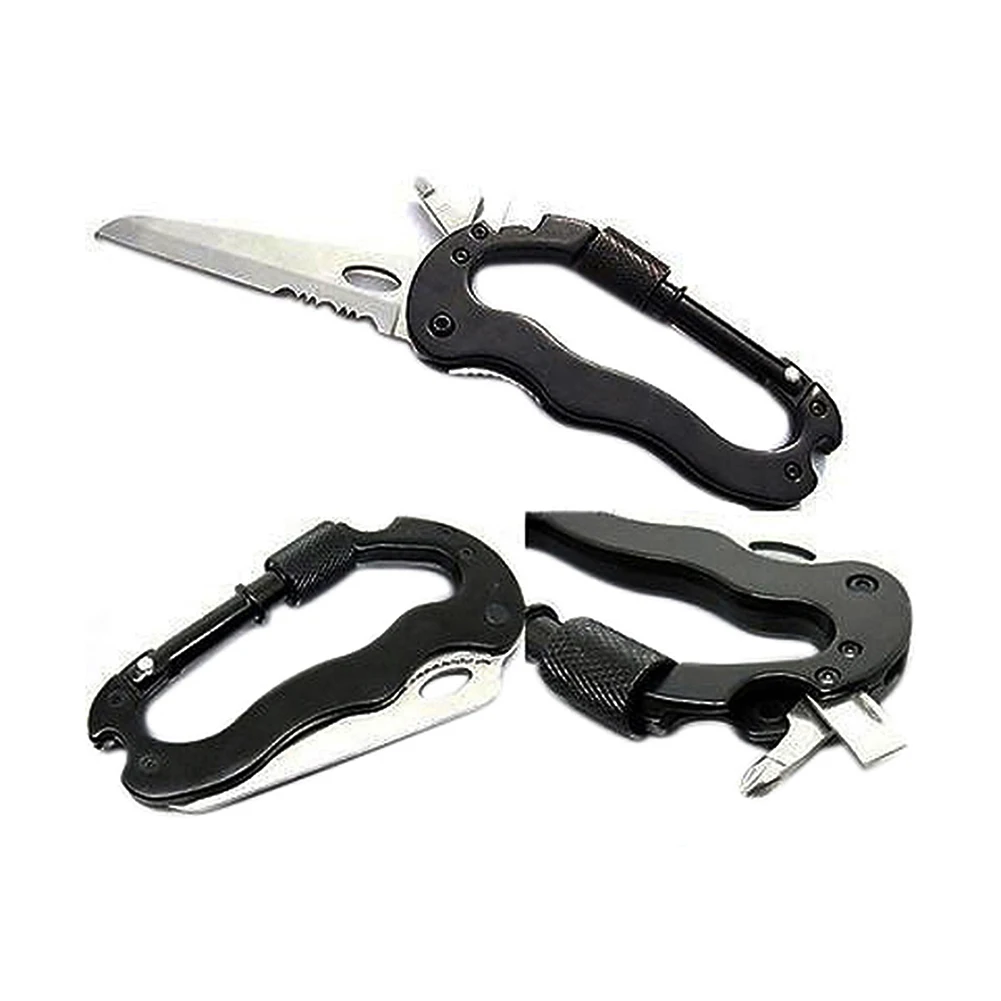 6 в 1 EDC снаряжение складной нож многофункциональная Пряжка инструмент карабин