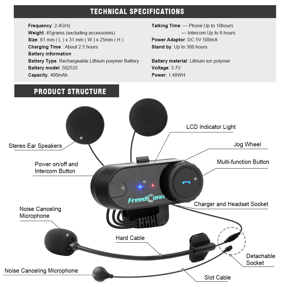 Гарнитура для мотоциклетного шлема FreedConn T-COM VB 800m Bluetooth 5 0 | Автомобили и мотоциклы