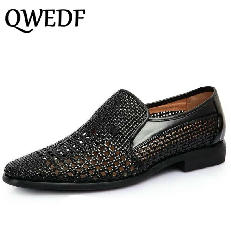Летние сандалии QWEDF дышащая обувь для папы мужчин среднего возраста кожаные с