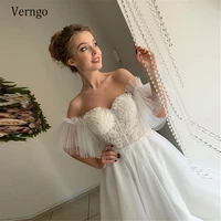 verngo new a line off the shoulder wedding dress with sleeves sweetheart 2021 bride gowns princess bridal dress custom made