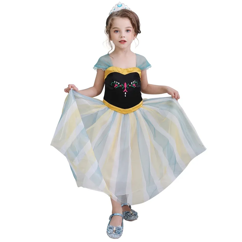 only dress 8 С изображением Анны и Эльзы 2 новое платье принцессы для девочек на Хеллоуин, Косплэй, спортивный костюм с длинными рукавами костюм «Эльзы»; для девочек; карнавальный вечерние Халат - Цвет: only dress 8
