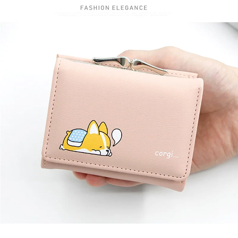 Новые женские маленькие кошельки Cartera Mujer Cute Corgi Doge дизайнерские из искусственной