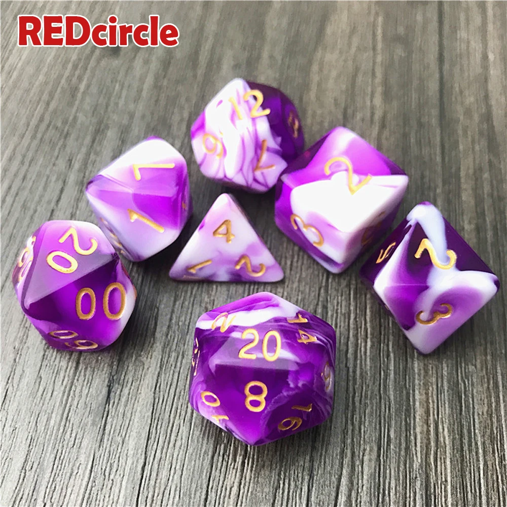 Лучшая цена для Rpg Dungeon и Dragons Die 7 шт набор D4 D6 D8 D10 D12 D20 как аксессуары настольной