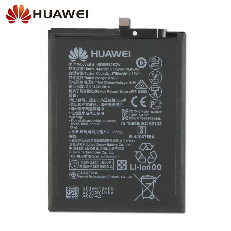 Оригинальная сменная батарея для телефона huawei Nova3 Honor Play Nova 4 HB386589ECW аутентичная аккумуляторная батарея 3750 мАч