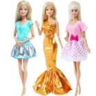 Комплект из 3 предметов, модная Кукла мини-платье без рукавов, платье в розовую полоску блестящая одежда летняя одежда для вечеринок Одежда для куклы Барби аксессуары для детских игр Игрушки