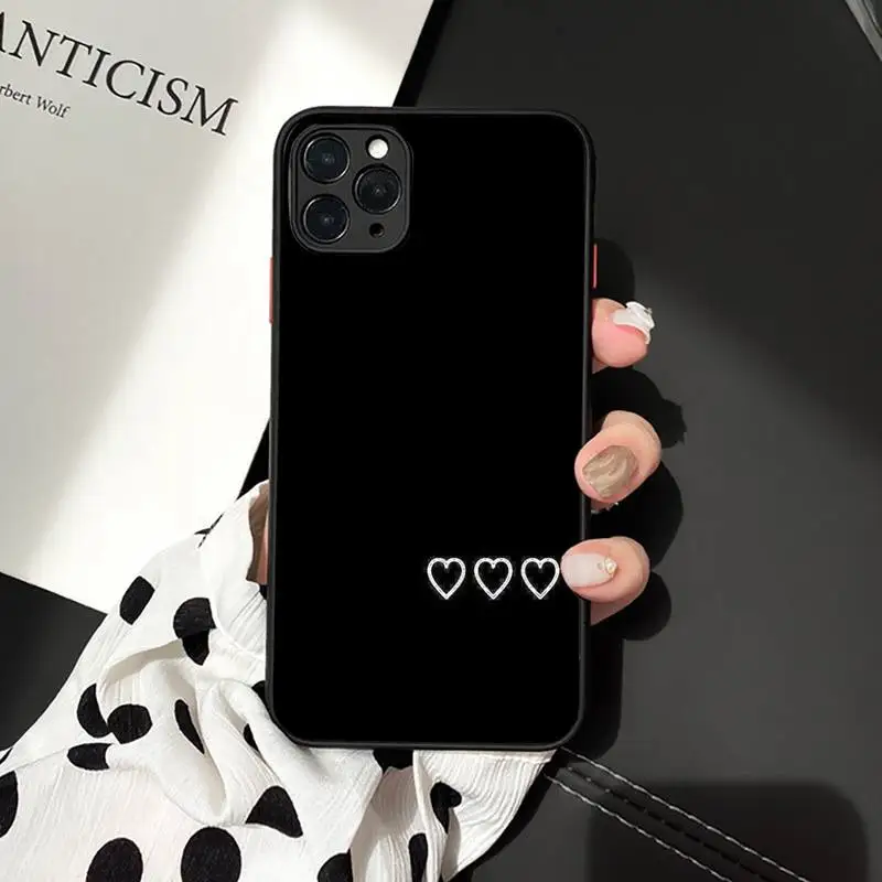 

Phone Case For iPhone 12 11 Mini Pro XR XS Max 7 8 Plus X Simple Lines Love Heart Matte transparent cover