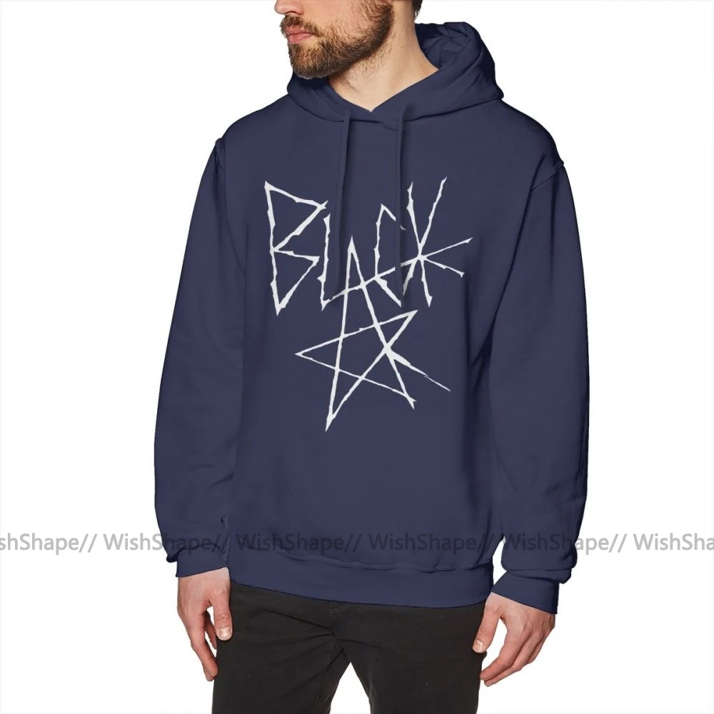 Толстовка с капюшоном с черной звездой Soul Eater, белая толстовка с надписью Black Star, длинный хлопковый пуловер с капюшоном, свободные большие крутые зимние толстовки с капюшоном - Цвет: Navy Blue