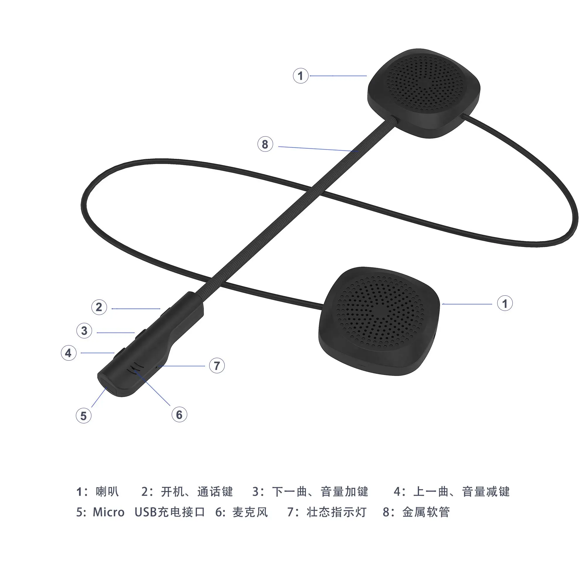 Мотоциклетная гарнитура MH04 Bluetoothn для шлема BT5.0 стереонаушники с микрофоном Bluetooth
