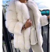 fake fox fur coat silver fox fur coat women winter black coats long sleeve jacket outerwear women fashion casaco feminino