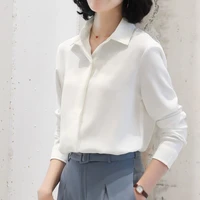 autumn fashion button up shirt vintage blouse women white casual office lady long sleeves female loose street shirts clothes top