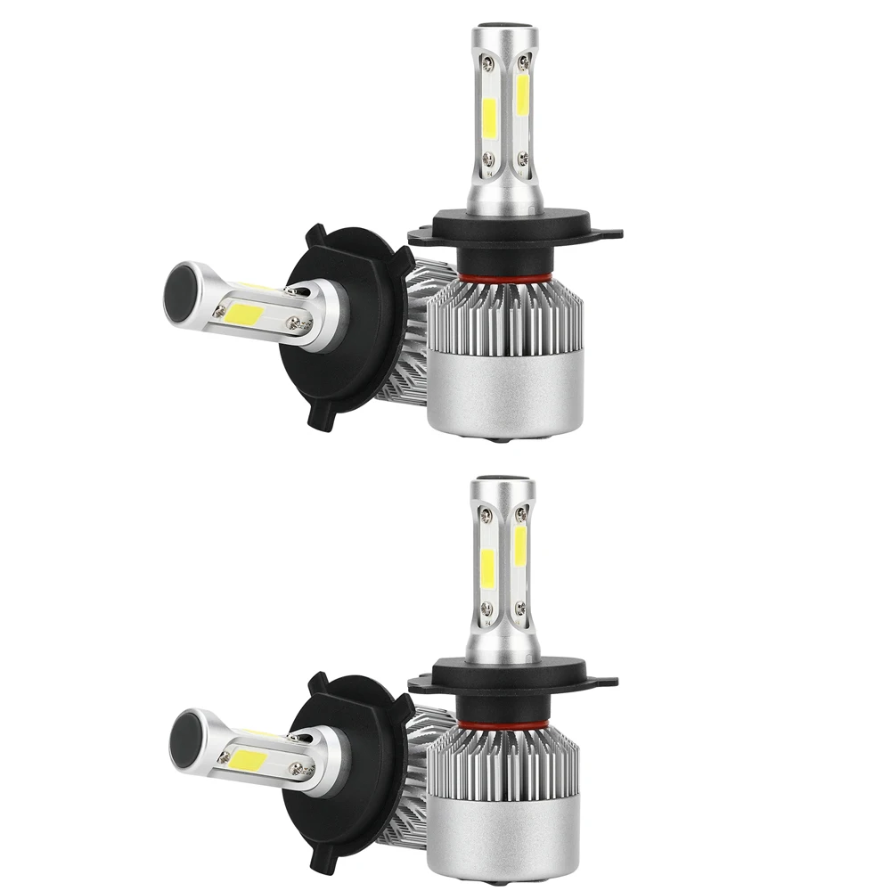 2 шт. H7 H4 светодиодный лампы фар автомобиля COB H11 H1 H13 H3 H27 9005/HB3 9006/HB4 9007 подол короче спереди и длиннее сзади) луч 80 Вт 12000LM авто фары - Испускаемый цвет: 4pcs include