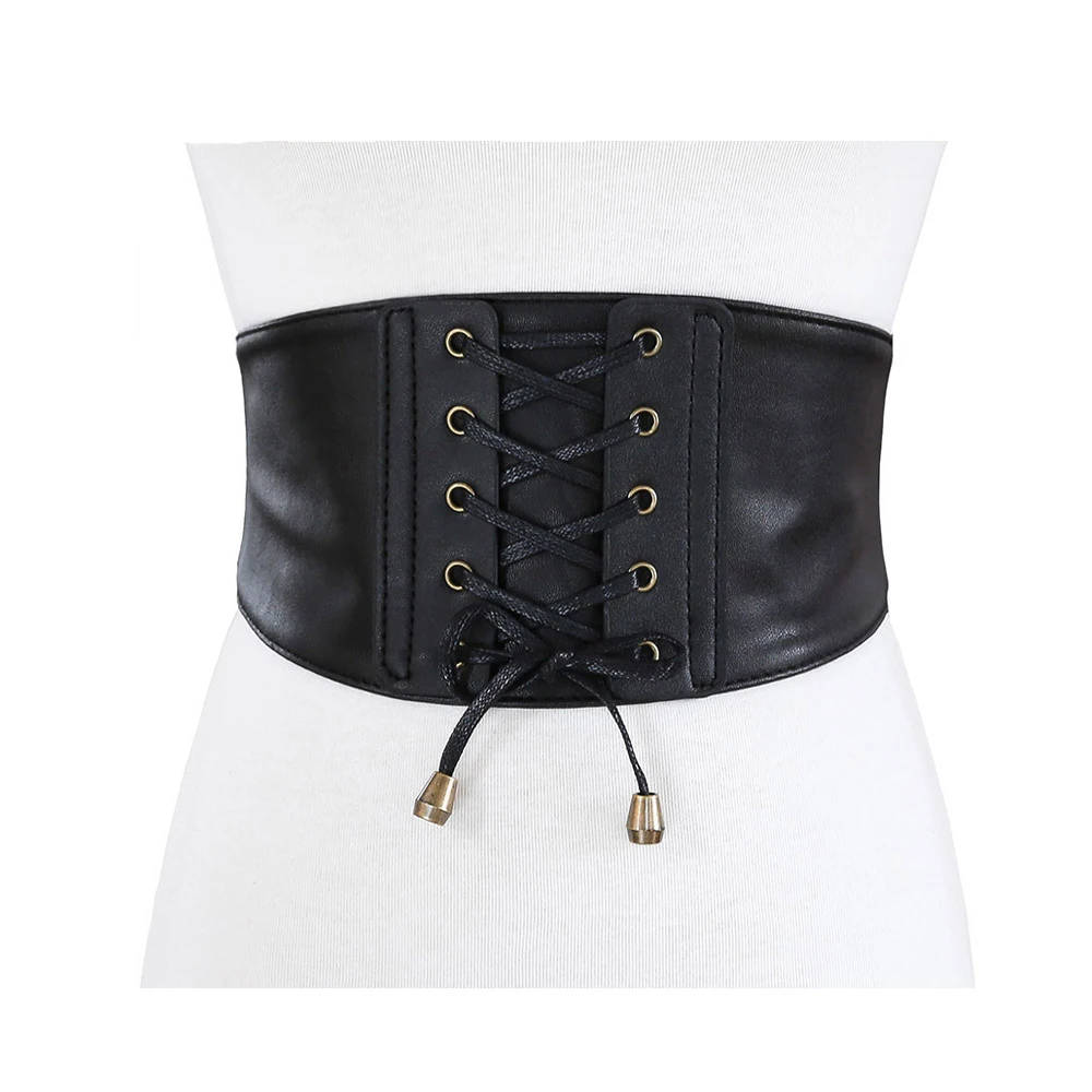Женский камербанд со шнуровкой винтажный широкий кожаный корсет с