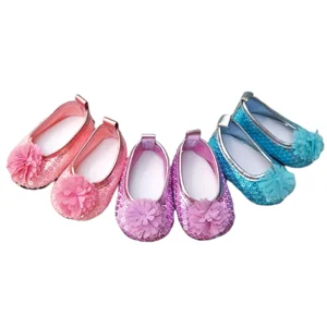 В кукольном стиле; Подходит для 43 см для ухода за ребенком для мам Baby Doll блестки розовое платье кроя принцесса в кукольном стиле для девочек 18 дюймов, с круглым вырезом, для девочек обувь игрушки для детей обувь