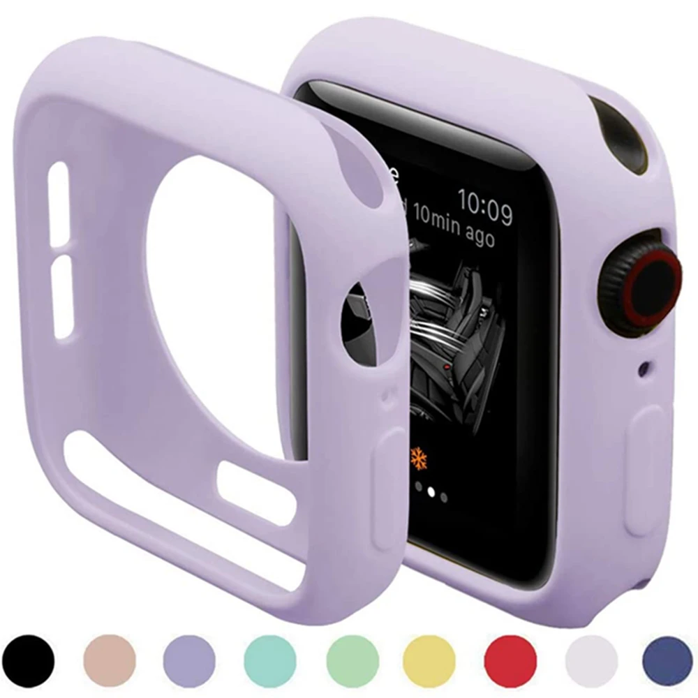 

Soft Silicone Case for Apple Watch 7 45mm 6 SE 5 4 3 42MM 38MM Cover Protection Shell for iWatch series 7 6 5 40 44 41mm Bumper