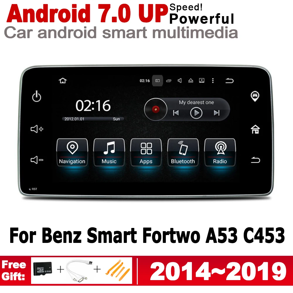 Android 7 0 up ips Автомобильный плеер для Benz Smart Fortwo A53 C453 2014 ~ 2019 NTG оригинальный стиль