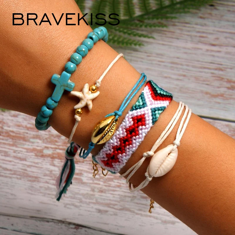 BRAVEKISS 22 Цвета Vsco оболочки браслеты "Joyas" Комплект для друзья ручной river dale Boho Femme Богемные аксессуары BPB0517