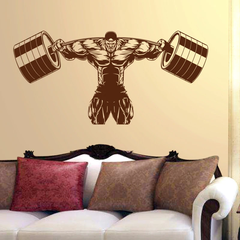 

Fitness Decal Gym Barbell Sticker Body-building Posters Vinyl Wall Decals Mural Fitness Crossfit Decal Muscle Gym Sticker
