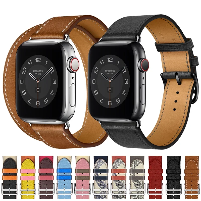Ремешок из 100% натуральной коровьей кожи для Apple Watch Band 6 SE 5 4 42 мм 38 44 40 мм|Ремешки