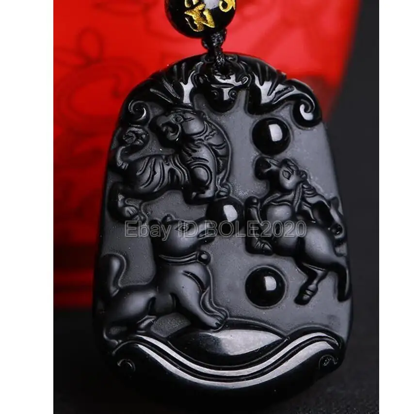 Бесплатная доставка натуральный черный обсидиан ручная работа подвеска на удачу